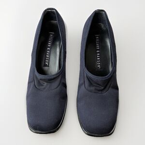 VTG Hillard & Hanson Women’s Navy Pumps Size 8 Block Heel Comfort Neoprene Shoes